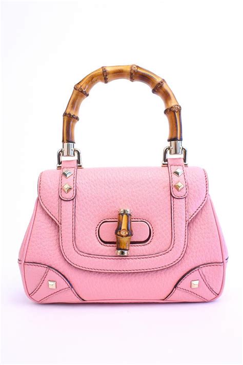 gucci pink purse with bamboo handle